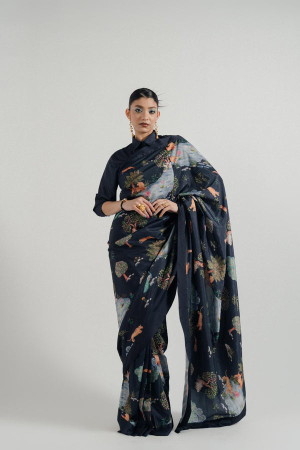 Sher-e Aab Printed Saree (Stitched)
